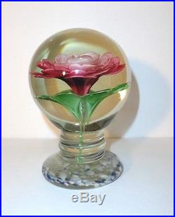 Vintage Pedestal Rose Flower Paperweight