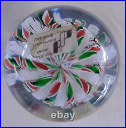 Vintage Perthshire 1985 Christmas Holly Candle Paperweight Studio Art Glass