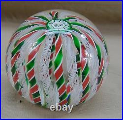 Vintage Perthshire 1985 Christmas Holly Candle Paperweight Studio Art Glass