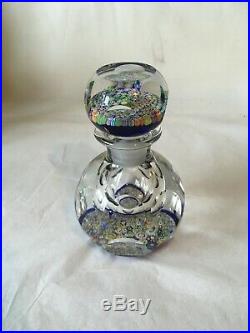 Vintage Perthshire Glass Faceted Millefiori Inkwell Paperweight