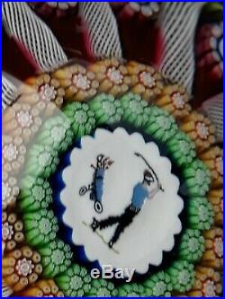 Vintage Perthshire Millefiori Glass Paperweight Golfer Signed Dated 1997 Red