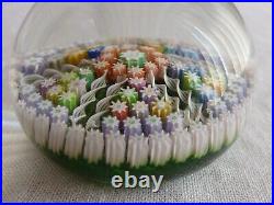 Vintage Perthshire Millefiori Glass Paperweight Twisted Ribbon & P Center Canes