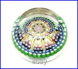 Vintage Perthshire Twist Ribbon & Millefiori Concave Glass Paperweight P Cane