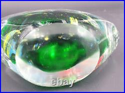 Vintage Possible Murano Art Glass Cubed Fish Bowl Paperweight