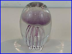 Vintage Purple Hand Blown Art Glass Decorative Purple Jelly fish Paperweight