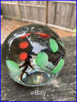 Vintage RARE Early Glass Eye Studio Cherries On A Branch Paperweight