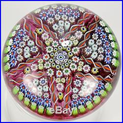 Vintage RARE Perthshire Rose Red Millefiori Glass Paperweight Signed Dated 1976