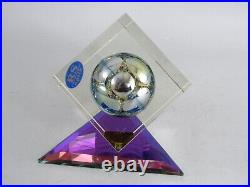 Vintage RS Optik Sphere In Cube Glass Paperweight Sculpture