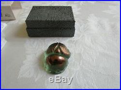 Vintage Rare Lalique Crystal Scarab Beetle Paperweight Figurine Green Gold NIB