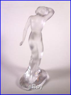Vintage Rare Lalique France Frosted Art Glass Nude Woman Paperweight Figure