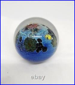 Vintage Rare Signed Josh Simpson Art Glass Studio Planet Earth Marble 1.5