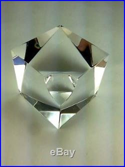 Vintage Rare Steuben Art Glass Crystal Orb Cube Paperweight Modernist Sculpture