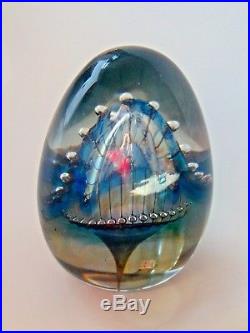 Vintage Robert Burch Blue MOON JELLYFISH Art Glass PAPERWEIGHT Signed Sculpture