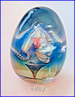Vintage Robert Burch Blue MOON JELLYFISH Art Glass PAPERWEIGHT Signed Sculpture
