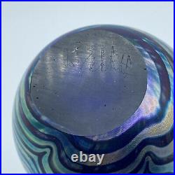 Vintage Robert Eickholt Art Glass Iridescent Swirl King Tut Paperweight Signed
