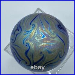 Vintage Robert Eickholt Art Glass Iridescent Swirl King Tut Paperweight Signed