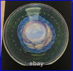 Vintage Robert Eickholt Art glass Paperweight 5 Blue Iridescent SIGNED 1996