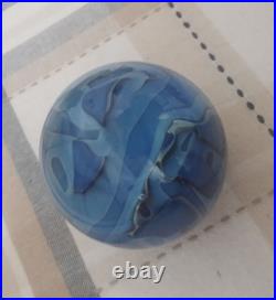 Vintage Robert Eickholt Paperweight Art Glass Signed, Dated 1995-5 WSAS Blue