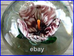 Vintage Robert Hamon Art Glass Purple Crimp Lotus Flower Paperweight