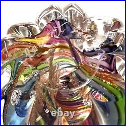 Vintage Robert Hamon Glass Paperweight Glitter Swirl Interior Art Tall Groves