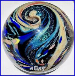 Vintage Rollin Karg Cosmic Dichroic Multi- Color 3.5 Glass Marble Paperweight