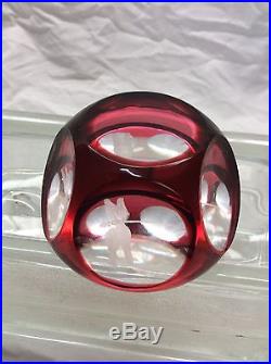 Vintage Royal Doulton Red Faceted Dragonfly art glass paperweight