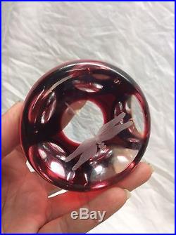 Vintage Royal Doulton Red Faceted Dragonfly art glass paperweight