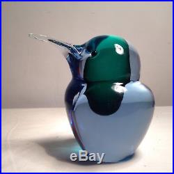 Vintage SALVIATI Murano Sommerso Blue & Green Bird Figurine Paperweight