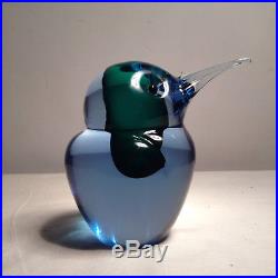 Vintage SALVIATI Murano Sommerso Blue & Green Bird Figurine Paperweight