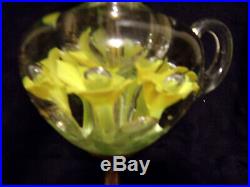 Vintage ST CLAIR Yellow Paperweight Art Glass Table Lamp Matching Finial works