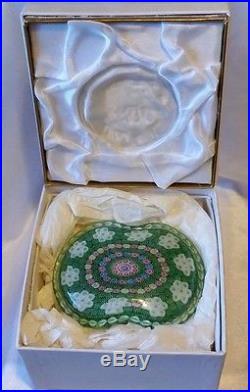 Vintage Saint Louis Art Glass Paperweight Millefiori Basket Of Flowers Piedouche