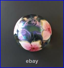 Vintage Signed 1976 Charles Lotton Multi Flora Flower Paperweight