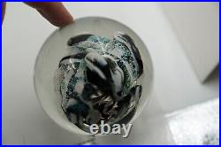 Vintage Signed 1993 JANET WOLERY Art Glass Dichroic Large Paperweight