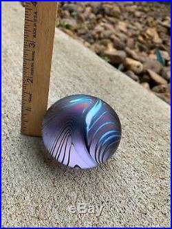 Vintage Signed 84 Lotton Iridescent Paperweight