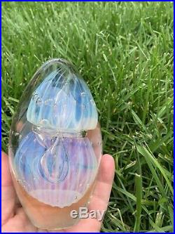 Vintage Signed 91 Eickholt Double Jellyfish Opalescent Paperweight