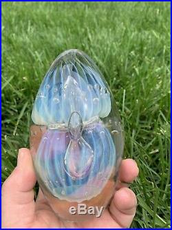 Vintage Signed 91 Eickholt Double Jellyfish Opalescent Paperweight