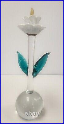 Vintage Signed And Labeled Barbini Murano Flower Paper Weight Glass Sculpture