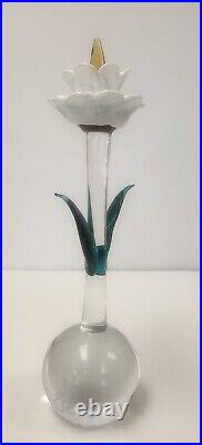 Vintage Signed And Labeled Barbini Murano Flower Paper Weight Glass Sculpture