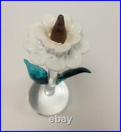 Vintage Signed And Labeled Barbini Murano Flower Paper Weight Glass Sculpture