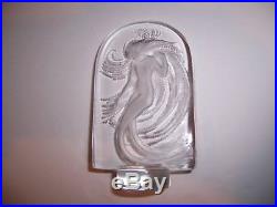 Vintage Signed Art Crystal Lalique Water Nymph Naiade Art Deco Paperweight