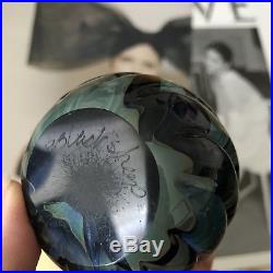 Vintage Signed Black Sheep Art Glass Swirled Paperweight