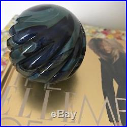 Vintage Signed Black Sheep Art Glass Swirled Paperweight