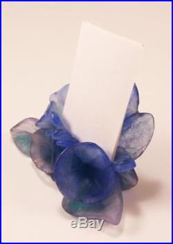 Vintage Signed Daum Bell Flower Motif Pate De Verre Crystal Figurine Paperweight