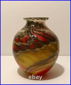Vintage Signed Doug Sweet Hand Blown Studio Art Glass Vase Marble Paperweight