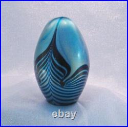 Vintage Signed Eickholt 1987 Art Glass Hand Blown Iridescent Egg Paperweight