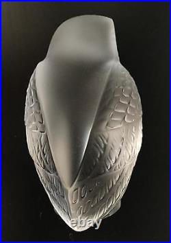 Vintage Signed Lalique Crystal Owl Paperweight