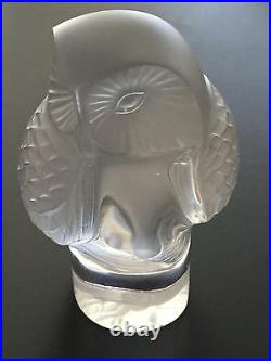 Vintage Signed Lalique Crystal Owl Paperweight
