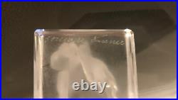 Vintage Signed Lalique France Crystal Buffalo Bison Figurine Paperweight w Label