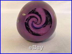 Vintage Signed Maytum Studio Swirl Iridescent Purple Art Glass Paperweight 1990