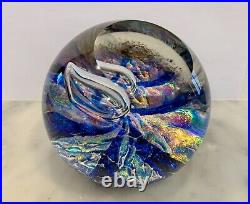 Vintage Signed REBECCA STEWART 4 Iridescent Dichroic Art Glass Paperweight